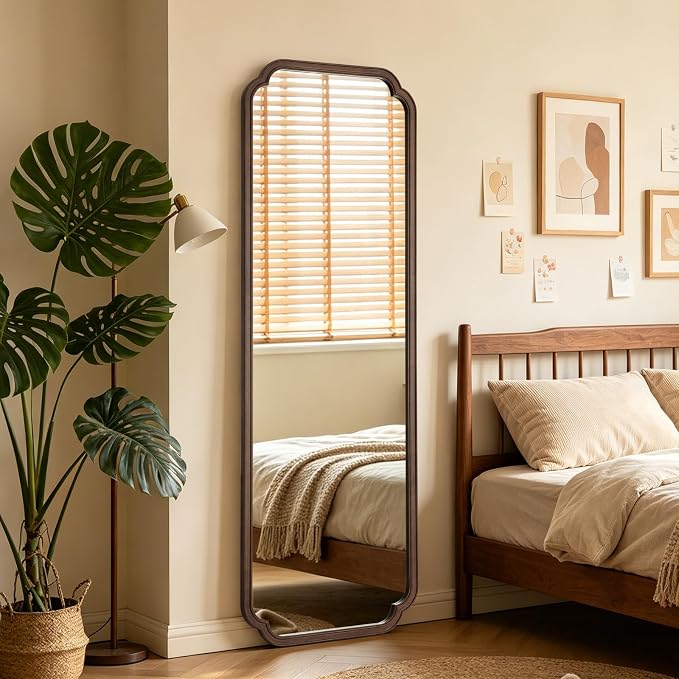 Full Length Mirror Wall Mounted 71"x24", Rustic Wooden Frame Floor Mirror, Large Full Body Mirror for Bedroom, Leaning or Hanging Against Wall (Walnut Solid Wood)
