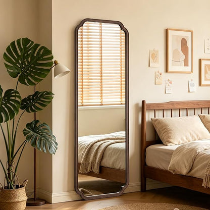 Full Length Mirror Wall Mounted 71"x24", Rustic Wooden Frame Floor Mirror, Large Full Body Mirror for Bedroom, Leaning or Hanging Against Wall (Walnut Solid Wood)