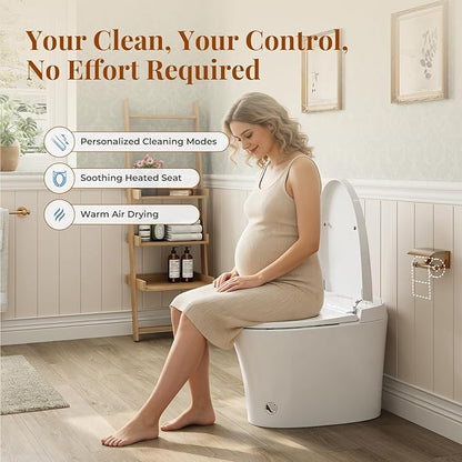 ST12P Smart Toilet, Bidet Toilet with ADA Height, Foam Shield & PlasmaClean Technology for Enhanced Comfort & Hygiene, Remote Control, Easy-clean