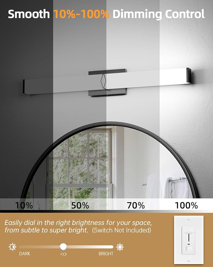 LED Bathroom Vanity Light,32inch Dimmable,32W 3600LM,5CCT,ETL,BK | Integrated LED Modern Bathroom Light Fixtures,Matte Black Vanity Lighting Fixture Over Mirror,Wall Lights,ETL Certified