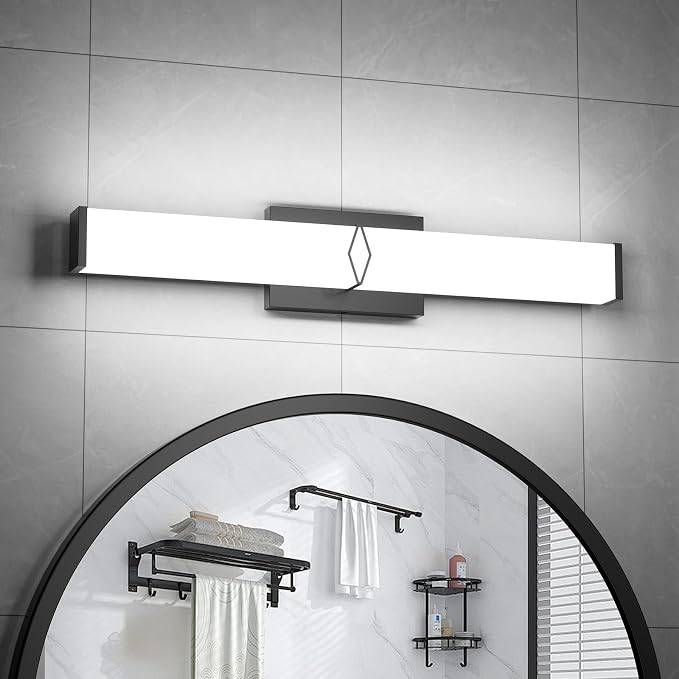 LED Bathroom Vanity Light,24inch Dimmable,25W 2700LM,5CCT,ETL,BK | Integrated LED Modern Bathroom Light Fixtures,Matte Black Vanity Lighting Fixture Over Mirror,Wall Lights,ETL Certified