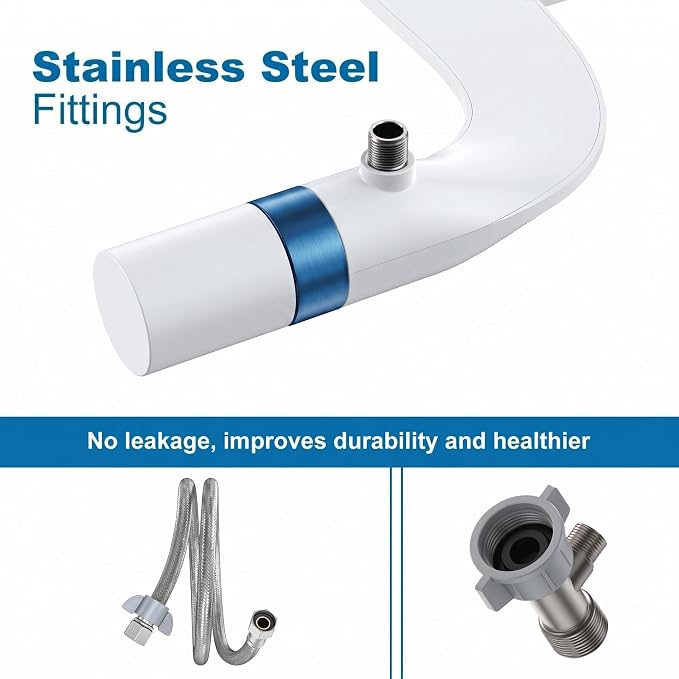Non Electric Bidet Attachment for Toilet, Dual Nozzle Self Cleaning Butt Wash Sprayer, Adjustable Water Pressure Control, Slim Easy Install Design for Home and RV Use, Bathroom Bidet Kit, Blue