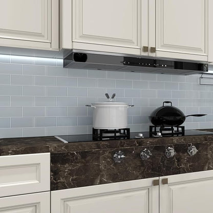 Ice Blue Glass Subway Tile, Light Blue Glass for Bathroom Kitchen Shower Backsplash Wall, 3 x 6 Inches, 4 Sq.Ft.