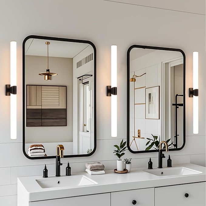 39" Black Bathroom Vanity Lights, Wall Sconce with Acrylic Shade | Modern Wall Light for Bathroom Bedroom Living Room Hallway