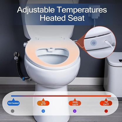 Bidet Toilet Seat Elongated, Heated Toilet Seat, Rear and Feminine Washing, Electric, Slow Close Lid, Night Light, Ambient Water Temperature, White
