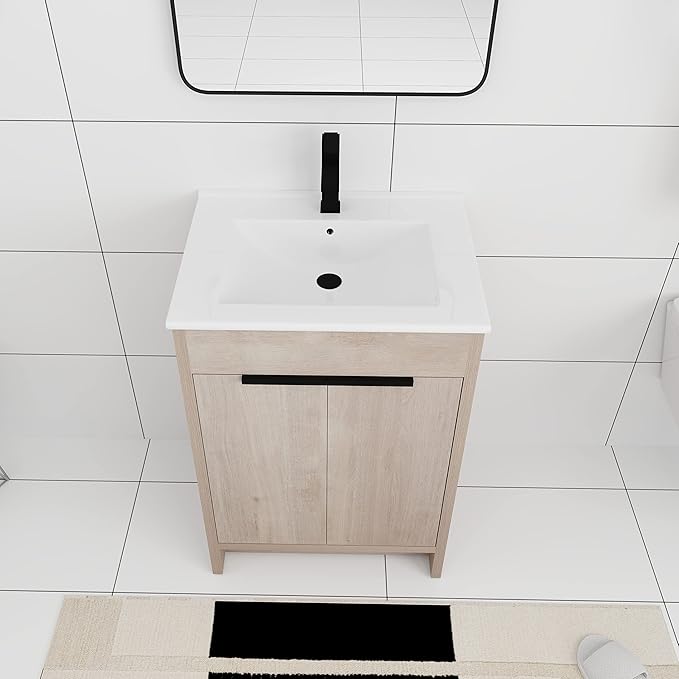 24" Modern Bathroom Vanity with Two Door and Sink (PLO, 24 * 18)