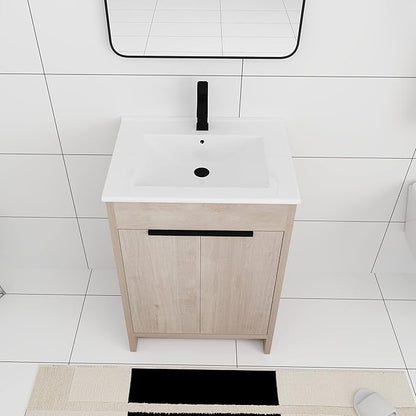 24" Modern Bathroom Vanity with Two Door and Sink (PLO, 24 * 18)