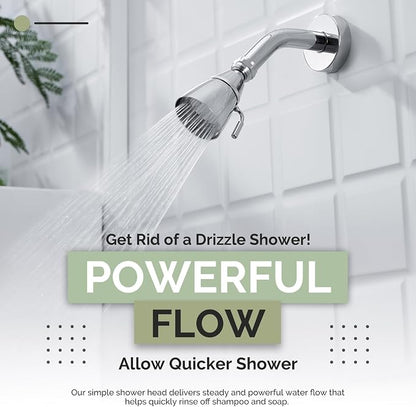 Angle Simple Shower Head High Pressure, Brass Shower Sprayer, G 1/2, Chrome | High Flow Rinsing, Swivel Joint to Change Position, Adjustable Lever for Gentle Stream, Ideal for Bathroom or Outdoor