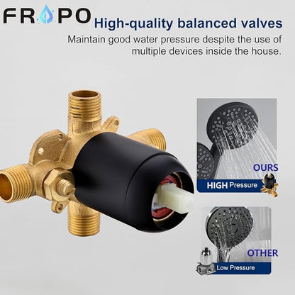 Black Shower Faucet Set with Tub Spout - Tub and Shower Faucet Combo| Dual 2 in 1 Shower System with Handheld Showerhead 3-way Water Diverter Shower Trim Kit(Pressure Balancing Valve Included)