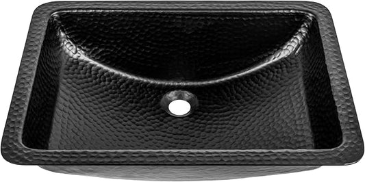 Monarch Abode Bathroom Sink – 21-Inch Venitian Dual Mount Undermount or Drop In Bathroom Sinks, Bathrooms Hand Hammered Matte Black Aluminum Vanity Sink for Countertop, Powder Room, Bath, or Restroom