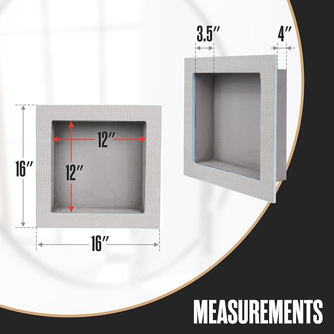 Shower Niche, Shower Niche Insert Tile Ready, 12x12 Inch, Soap Box, Prefab | Houseables Recessed Bathroom Storage, In Wall Shelf, Cubby Inserts, Recessed Shampoo Caddy, Inset Shelves, Built In Nook