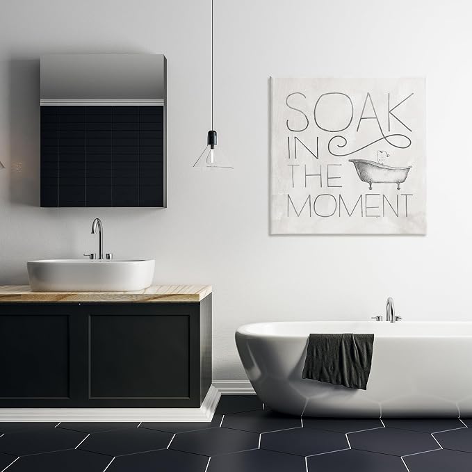 Stupell Industries 'Vintage Bathroom Soak Phrase', Canvas Art, 30 x 30 Inches, Easy to Hang and Sturdy, Made in USA, by Nina Pierce