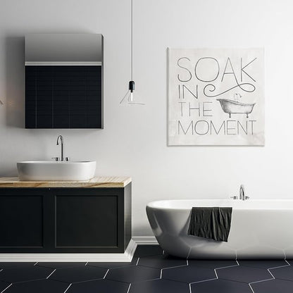 Stupell Industries 'Vintage Bathroom Soak Phrase', Canvas Art, 30 x 30 Inches, Easy to Hang and Sturdy, Made in USA, by Nina Pierce