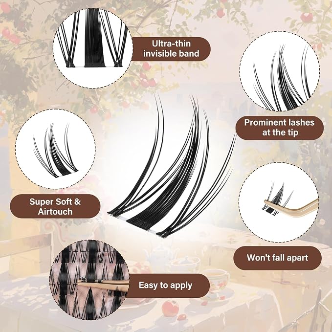 JMS&JMS Fairy Lash Clusters Kit Natural Cluster Lashes Invisible Band Manga Lashes with Lash Bond and Seal Eyelash Applictor Anime Lash Lash Extension Kit for Beginner (Fairy-8-18mix)
