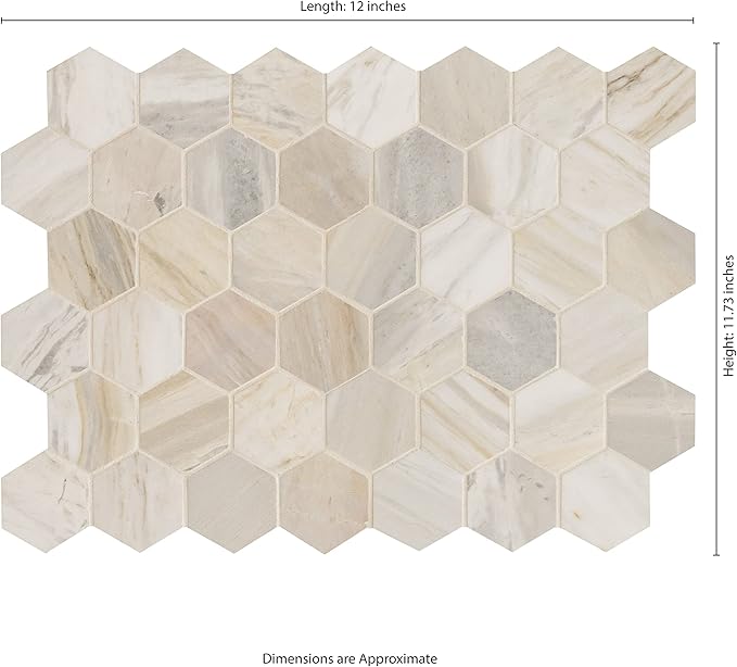 MSI Athena Gold Hexagon Honed Mesh Mounted Mosaic Tile for Bathroom, Kitchen Backsplash, Accent Wall Tile, and Shower Wall Tile