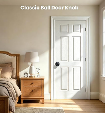 Veise 3 Pack Privacy Interior Door Knobs for Bed & Bathroom, Matte Black | ANSI Grade 3, Keyless, Easy Installation, Thumb Lock Emergency Release, Rust & Fingerprint-proof, Reversible,Classic