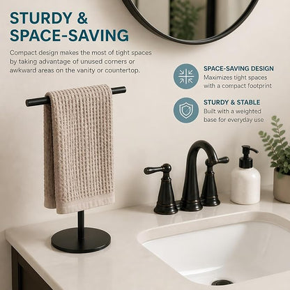 Songtec Hand Towel Holder Stand for Bathroom, Fingertip Towel Rack, Rust-Proof Accessories Jewelry Stand - Black