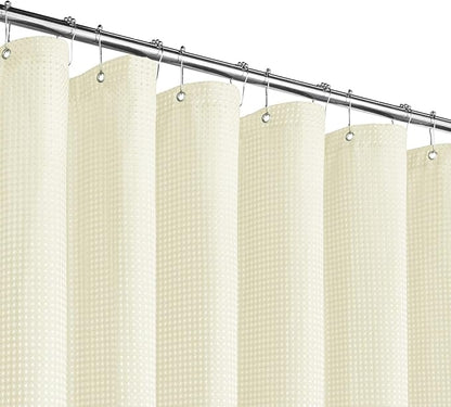 Small Stall 230GSM Ivory Shower Curtain, 36 x 72 | 230GSM Narrow Half Fabric Shower Curtain for Bathroom, Water Repellent, Machine Washable