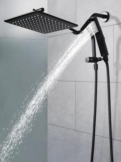 G-Promise 10 Inch All Metal Rain Shower Head with Handheld (Matte Black) | Full Body Coverage, Pause Mode Diverter, Power Wash Mode Handheld, Suits Every Height, Easy to Install, Modern Bath Upgrade