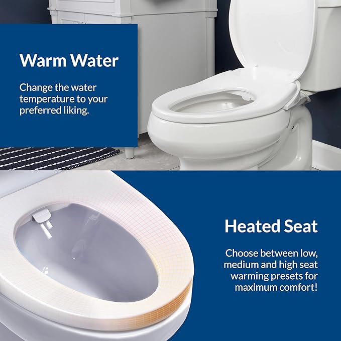 Bio Bidet BB500 Heated Electric Bidet Seat with Warm Water Wash, Night Light, Low Profile Design, Elongated
