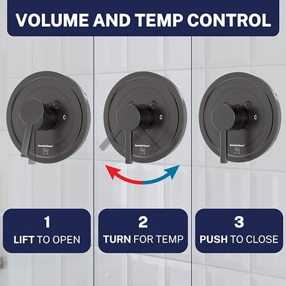 HammerHead Showers Solid Metal Single-Handle Trim Kit with Rough-In Shower Valve, Volume and Temperature Control, Pressure Balance, Oil Rubbed Bronze