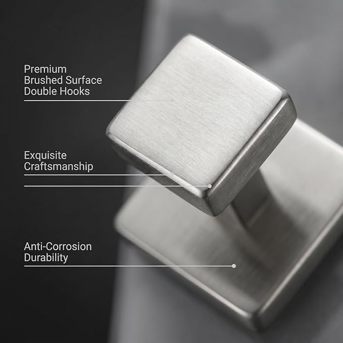 Nevado 5‑Piece Wall Mounted Bathroom Hardware Set | Towel Bar, Toilet Paper Holder, Towel Ring & Robe Hook, Brushed Nickel Bathroom Accessories, 23.6‑Inch Towel Bar