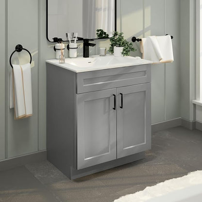 Bathroom Vanity Sink Base Ready-to-Assemble Bathroom Cabinet 24"/30'/36" Width (Vanity Base in Light Grey Shaker, 30 inch)