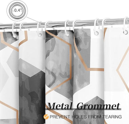 Litabel Small Stall Shower Curtain Set, Geometric Bathroom Decor 36x72 | Narrow Half Modern Minimalist Shower Curtais, Grey Geometric Art Print Abstract Waterproof Bath Curtain