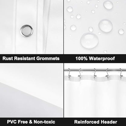 Barossa Design Frosted Shower Curtain Liner with 6 Magnets - Waterproof PEVA Shower Liner for Bath Tub, 72" x 72" Standard Size, PVC Free, Metal Grommets - Frost, 72x72 (Pack of 2)