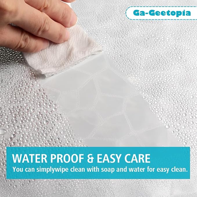 Ga-Geetopia Thin 3D EVA Shower Curtain Liner Water Cube, 72x72 Premium Light Weight Clear Plastic Bathroom Shower Curtain with Rustproof Metal Grommets 3 Magnets for Shower Stall, Bathtubs(No Hooks)