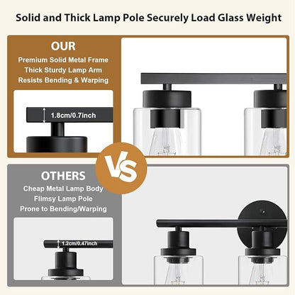 IZORRO Modern Bathroom Light Fixtures, 8 Light Black Vanity Lights, Bathroom Lighting Fixtures Over Mirror with Clear Glass for Living Room Cabinet Bedroom