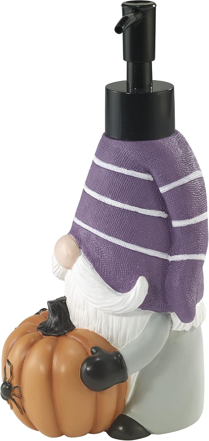 Avanti Linens - Soap Dispenser/Lotion Pump, Guest Bathroom Essentials, Gnome with Purple Hat Home Decor (Halloween Collection)
