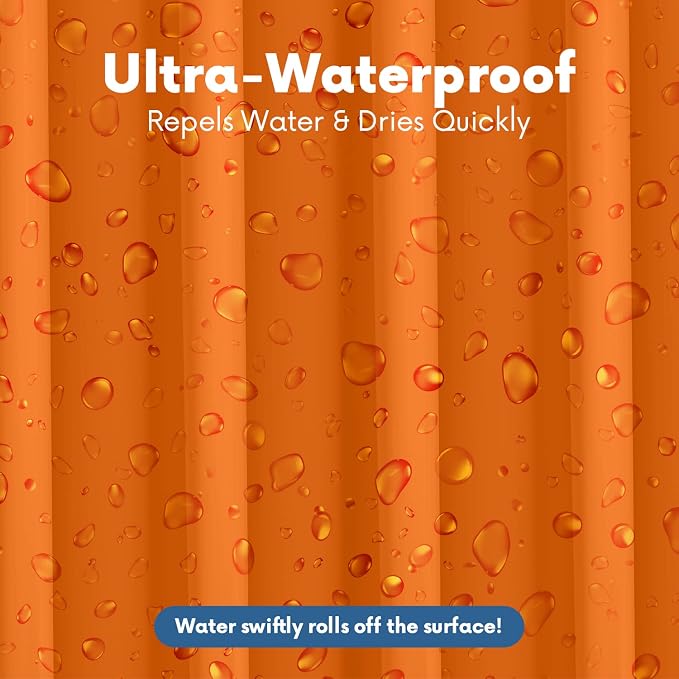 No Smell Shower Curtain Liner 72x72 Orange - PEVA Plastic Shower Curtain for Bathroom, PVC-Free Waterproof Orange Shower Liner with Metal Grommets and Magnet-Weighted Bottom Hem - Washable Liner