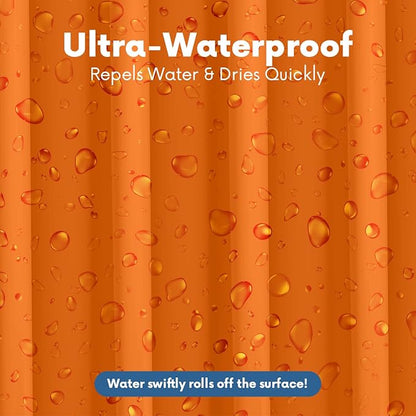 No Smell Shower Curtain Liner 72x72 Orange - PEVA Plastic Shower Curtain for Bathroom, PVC-Free Waterproof Orange Shower Liner with Metal Grommets and Magnet-Weighted Bottom Hem - Washable Liner