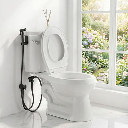 TRIPHIL Handheld Bidet Sprayer for Toilet, Adjustable Water Pressure Jet Bidet Attachment with Leak-Proof 304 Stainless Steel T-valve for Bathroom Cleaning, Cloth Diaper/Feminine Wash, Matte Black