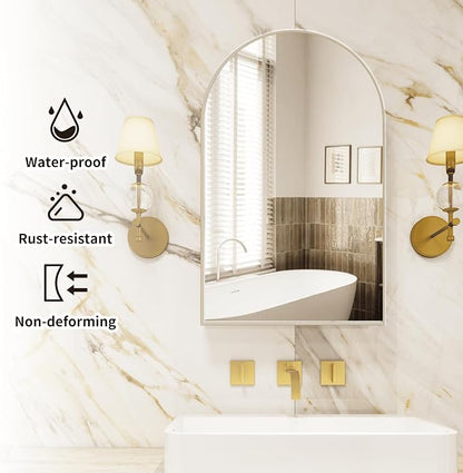 FKWin Medicine Cabinet Mirror, Surface Mount for Small Bathroom, 20x32 Inch | Mirror Medicine Cabinet, Large Storage, Adjustable Shelves, Reversible Door, Space-Saving Design for Small Bathroom, Silver