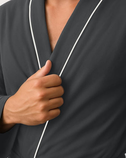 Cotton Blend Lightweight Knit Robe for Men Soft Loungewear Bathrobe