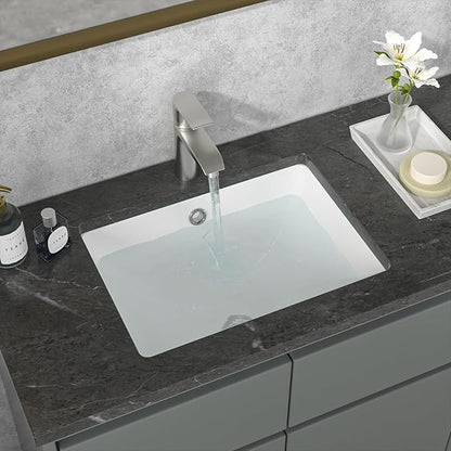 Sarlai Undermount Bathroom Sink Rectangular - 20 x 15 Inch Bathroom Sink Rectrangle Undermount Pure White Porcelain Ceramic Lavatory Vanity Vessel Sink