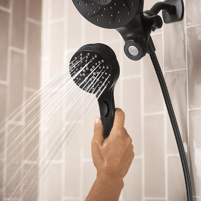 Moen Engage Matte Black 2.5 GPM Handheld Showerhead and Rain Shower 2-in-1 Combo Featuring Magnetic Docking System and Metal Hose, 26009BL
