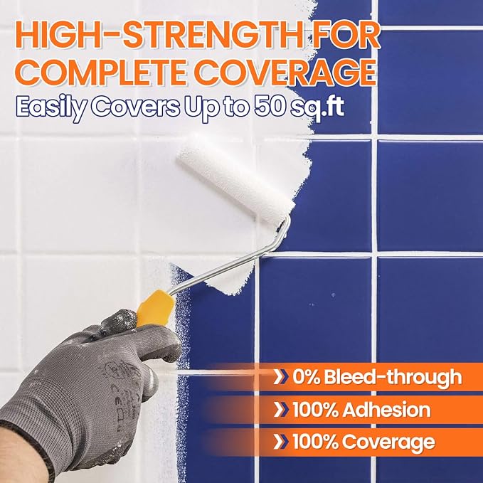 Specialty Tub and Tile Paint, Water-based Tub and Tile Refinishing Kit | With Tools, Quick-Dry Tub Paint for Bathtub, Sinks, No Odor Shower Paint, Bathroom Tile Paint, User-friendly, Pure White