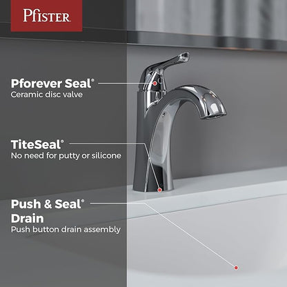 Pfister Willa Bathroom Sink Faucet, Single Control, 1-Handle, Single Hole, NSF Certified, Polished Chrome Finish, LF042MALCC