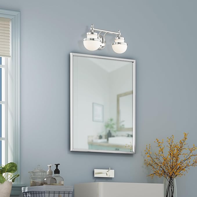 Livex Lighting 5712-05 Transitional Two Light Bath Vanity from Oldwick Collection Finish, Polished Chrome 15 x 7.25 x 8.25