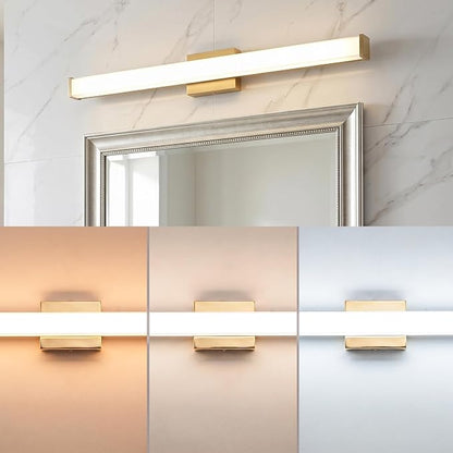 URSOLA 36" Modern LED Bathroom Light Fixtures, Golden 3CCT Dimmable Bathroom Vanity Light Over Mirror, Bathroom Vanity Bath Bar Lights with Double Layer Acrylic Shade