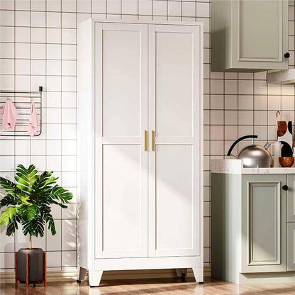 Bevivog Metal Kitchen Pantry Cupboard Cabinet, 71" White Storage Cabinets with 2 Doors and 4 Adjustable Shelves for Kitchen/Home Office/Dining Room/Living Room