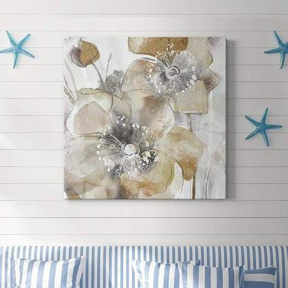 Renditions Gallery Taupe Spring Poppy Wall Art, Premium Gallery Wrapped Canvas Decor, Ready to Hang, 32 in H x 32 in W, Made in America Print (AZS-WC21-18276-R-3232-MK)