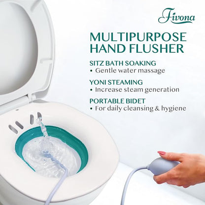 Sitz Bath for Hemorrhoids Soak and Postpartum Care | Toilet Seat | Bartholin Cyst Tub | at Home Soaking Procedures for Men and Detox Vaginal Steaming for Women with Massage Hand Flusher
