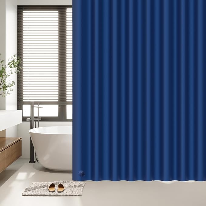 EHZNZIE Shower Curtain Liner Light Weight PEVA, Shower Liner 72x72 Inches, Waterproof, No Chemical Smell with 12 Rust Proof Metal Grommets for Bathroom Shower Curtain, Navy Blue