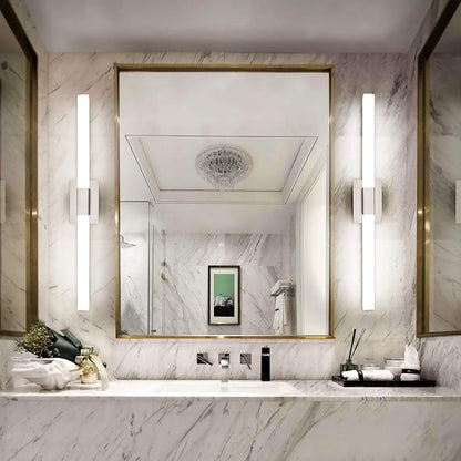 Bathroom Vanity Lighting fixtures 39.4" LED Satin Nickel Steel Frosted White Acrylic Shade Cool White Light 6000K for Bathroom