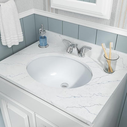 MSI 19.5” (L) x 16.0” (W) x 8.125” (H) Oval Porcelain Ceramic Undermount Bathroom Vanity Vessel Sink, White
