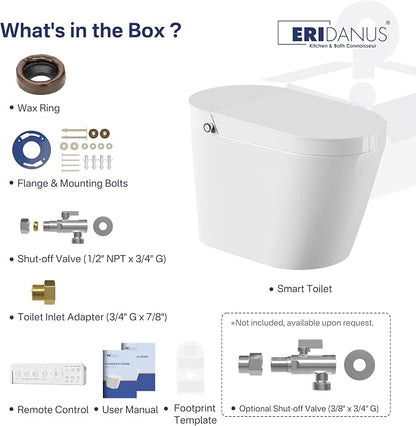 One Piece Smart Bidet Toilet, Foot Sensor Flush, Wash & Dry, White | Off Seat Auto Flush, Heated Seat, Instant Warm Water, Self Cleaning Wand, Adjustable Wash Settings, Pre Wet, Night Light
